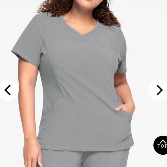 Cherokee Infinity Light Gray Scrub Top - Picture 1 of 5